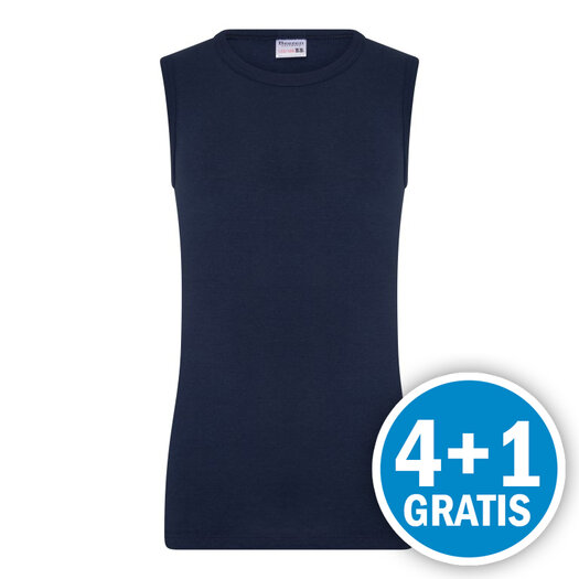 Beeren Comfort Feeling Jongens Mouwloos Shirt Donkerblauw Voordeelpakket - 4+1 Gratis!