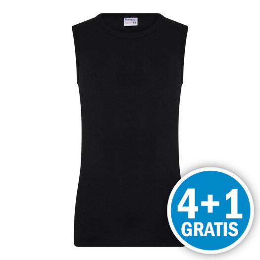 Beeren Comfort Feeling Jongens Mouwloos Shirt Zwart Voordeelpakket - 4+1 Gratis!