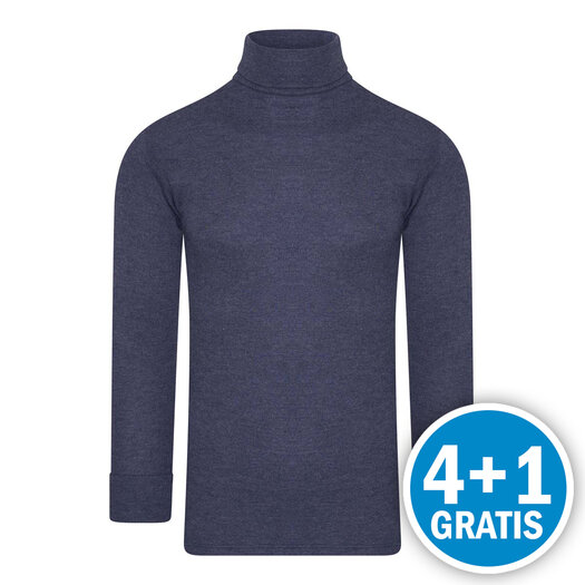 Beeren Thermo Unisex Colshirt Lange Mouw Donkerblauw Voordeelpakket - 4+1 Gratis!