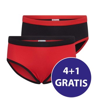 Beeren Meisjes Slip Mix & Match Rood / Zwart 2-Pack Voordeelpakket