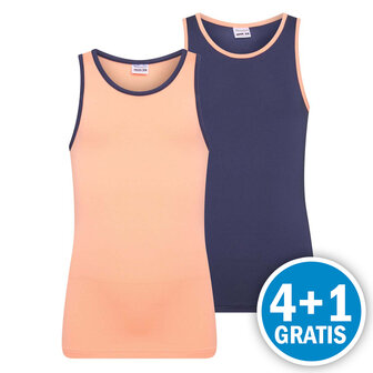 Beeren Meisjes Hemd Mix &amp; Match Zalm / Donkerblauw 2-Pack Voordeelpakket