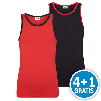Beeren Meisjes Hemd Mix &amp; Match Rood / Zwart 2-Pack Voordeelpakket