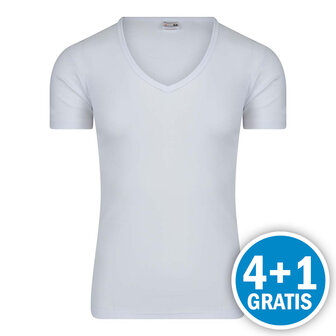 Beeren Heren M3000 T-shirt Diepe V-hals Wit Voordeelpakket