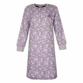 Tenderness Dames Katoen-Fleece Nachthemd Paars- 