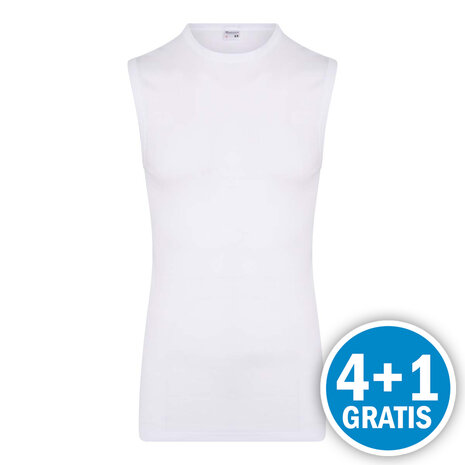 Beeren M3000 Heren Mouwloos Shirt Extra Lang Wit Voordeelpakket