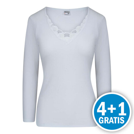 Beeren Beatrix Dames Shirt Lange Mouw Wit  Voordeelpakket