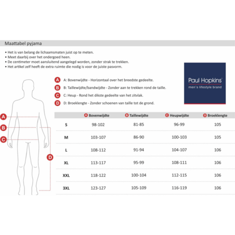 Paul Hopkins Heren pyjama Blue met knoopsluiting