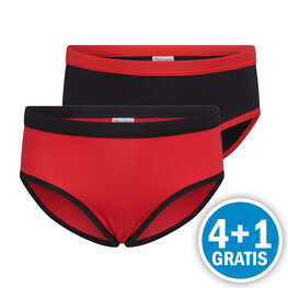 Beeren Meisjes Slip Mix & Match Rood / Zwart 2-Pack Voordeelpakket
