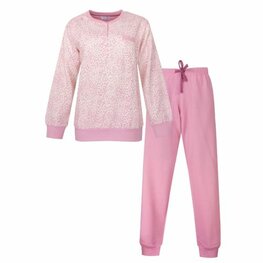 Tenderness Dames Katoen-Fleece Pyjama Roze