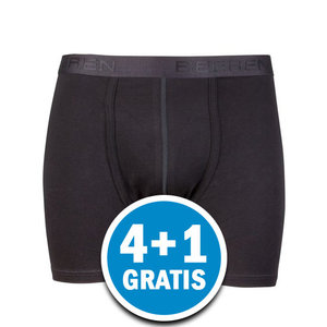 Beeren Heren Dylan Boxershort met Gulp Zwart Voordeelpakket - 4+1 Gratis!